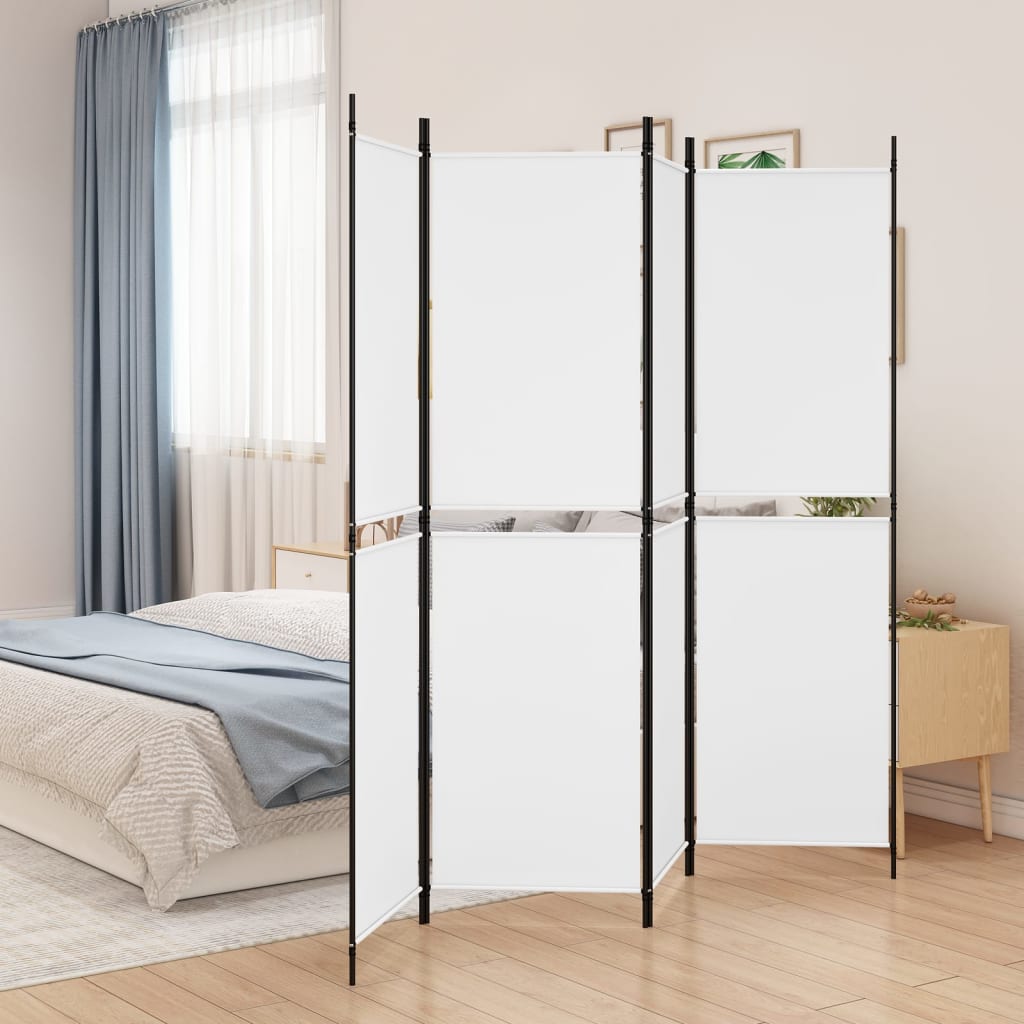 vidaXL Parawan 4-panelowy, biały, 200 x 180 cm, tkanina