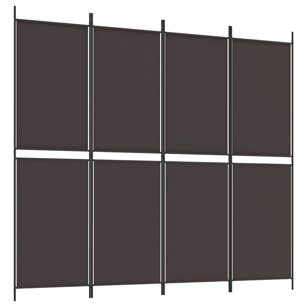 vidaXL Parawan 4-panelowy, brązowy, 200 x 180 cm, tkanina