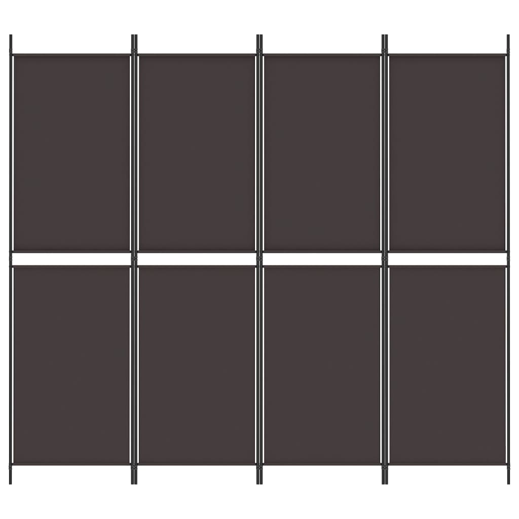 vidaXL Parawan 4-panelowy, brązowy, 200 x 180 cm, tkanina