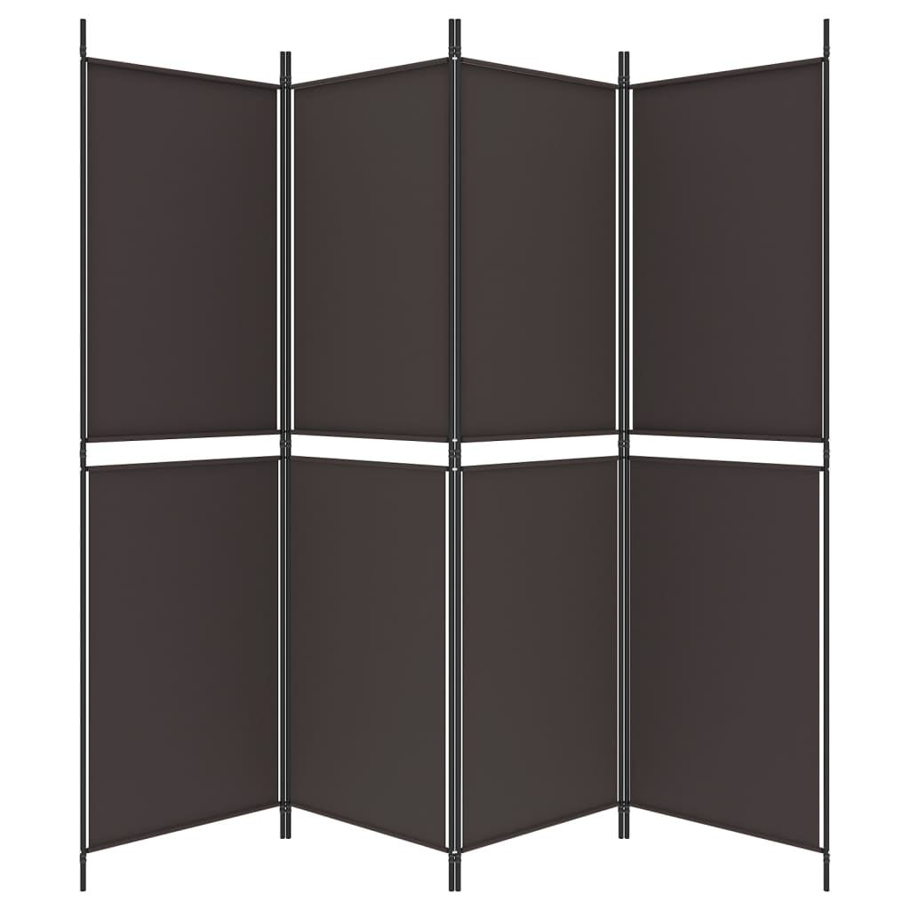 vidaXL Parawan 4-panelowy, brązowy, 200 x 180 cm, tkanina