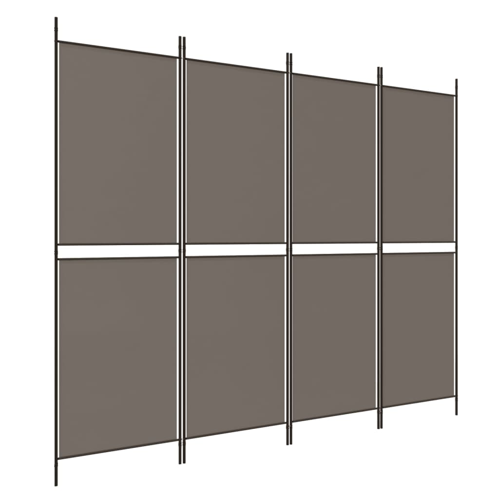 vidaXL Parawan 4-panelowy, antracytowy, 200 x 180 cm, tkanina