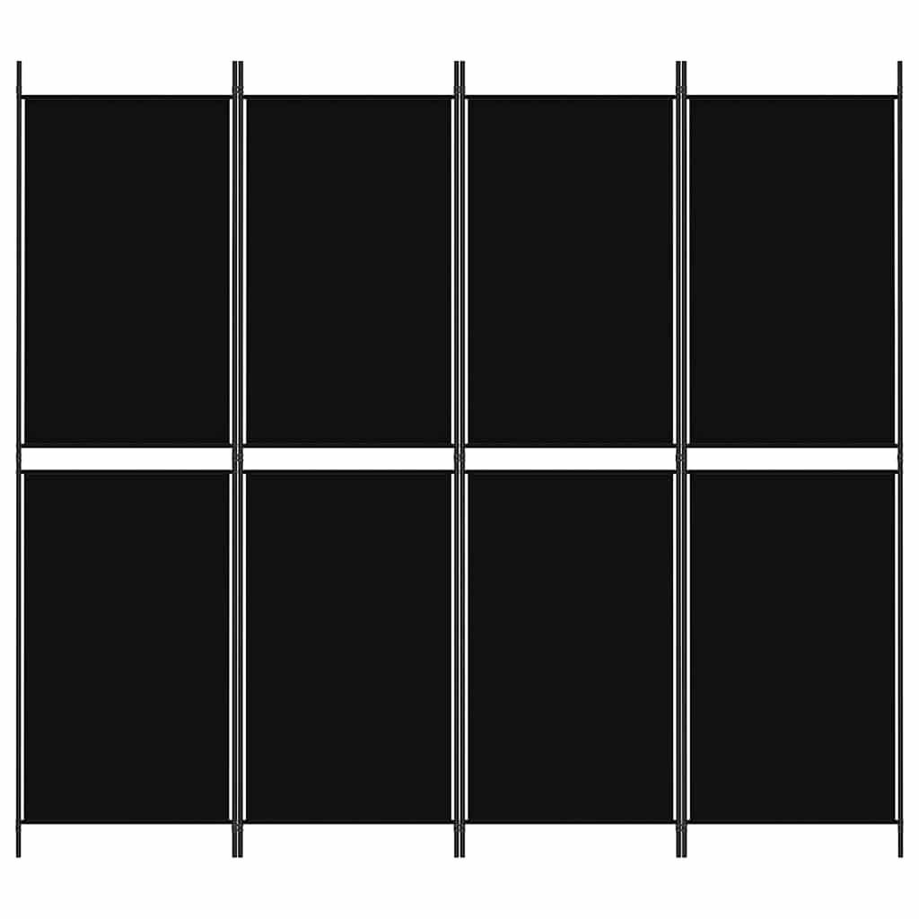 vidaXL Parawan 4-panelowy, czarny, 200 x 180 cm, tkanina