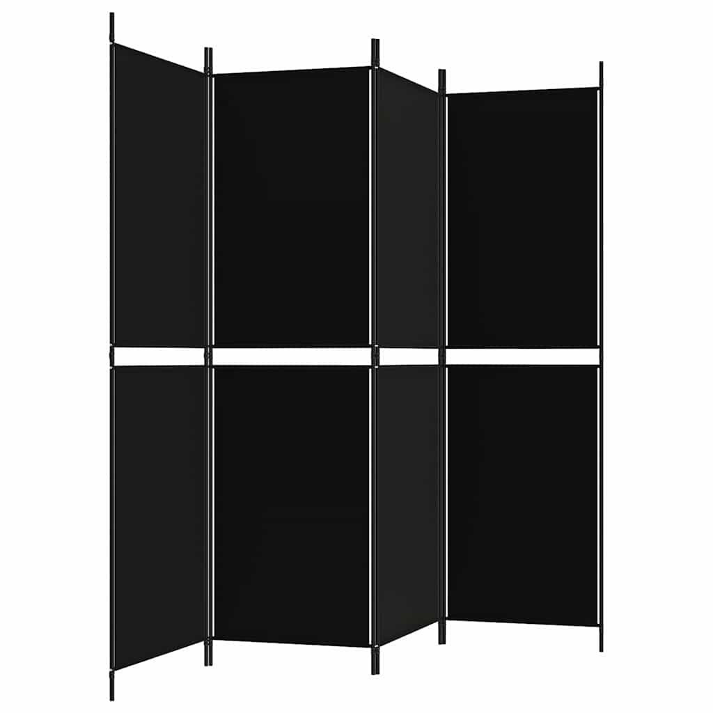 vidaXL Parawan 4-panelowy, czarny, 200 x 180 cm, tkanina