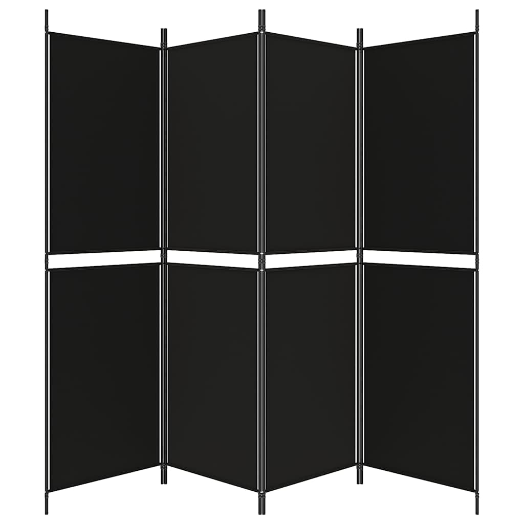 vidaXL Parawan 4-panelowy, czarny, 200 x 180 cm, tkanina