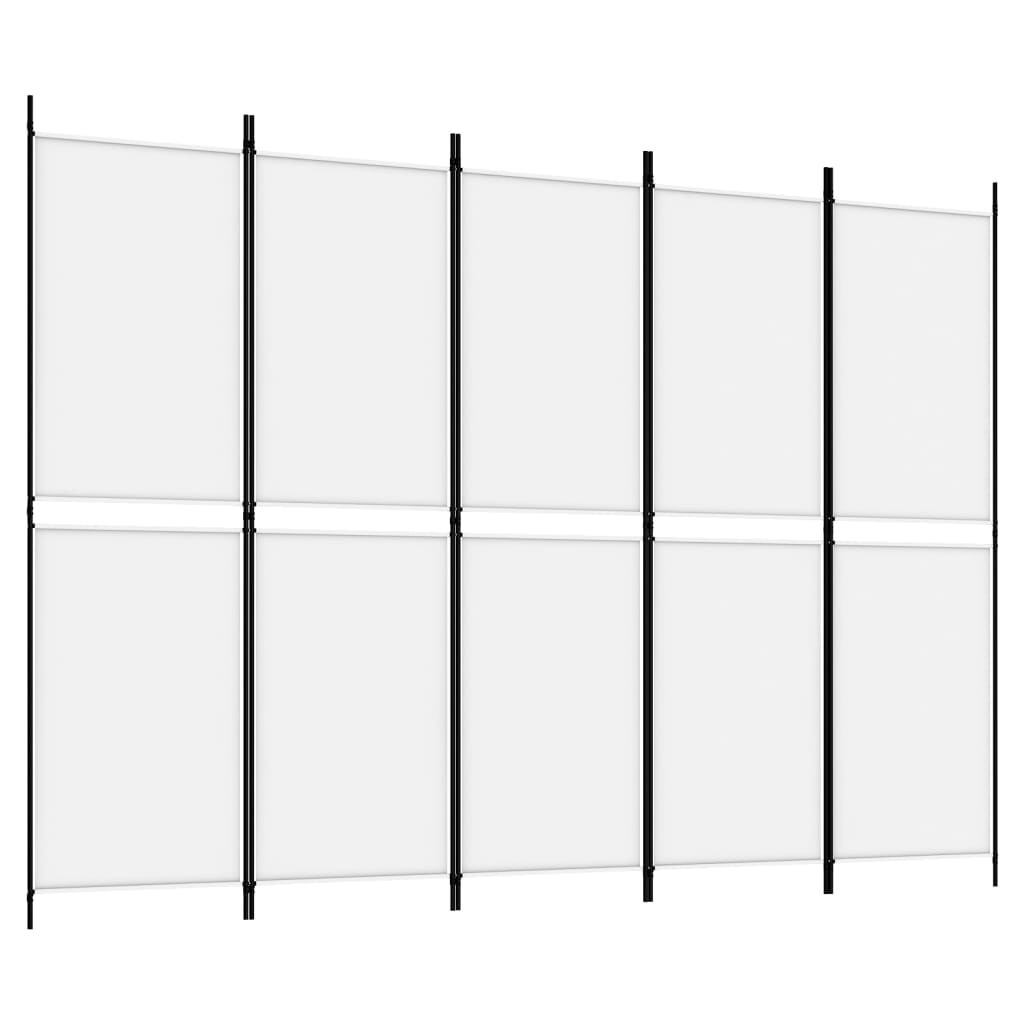 vidaXL Parawan 5-panelowy, biały, 250 x 180 cm, tkanina