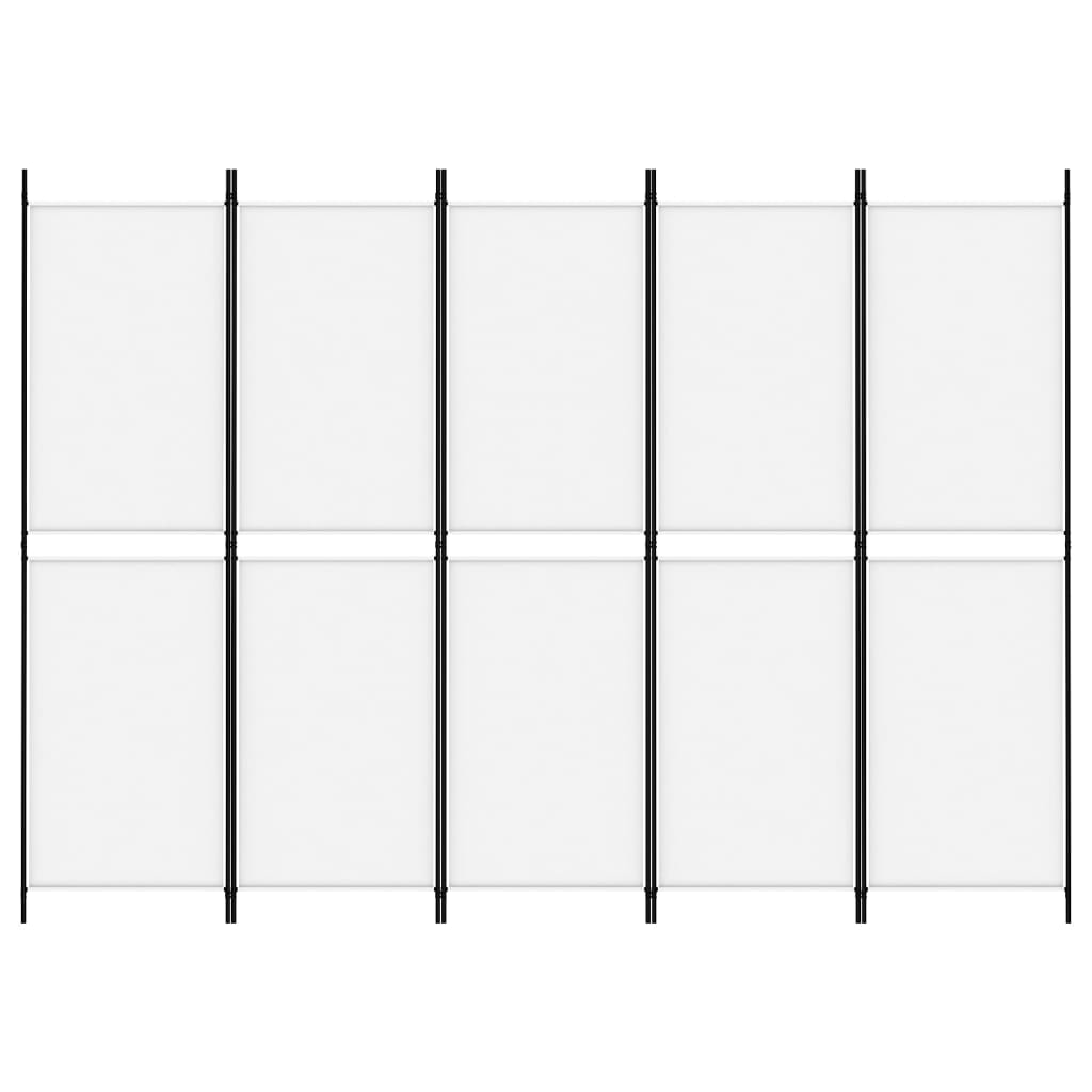 vidaXL Parawan 5-panelowy, biały, 250 x 180 cm, tkanina