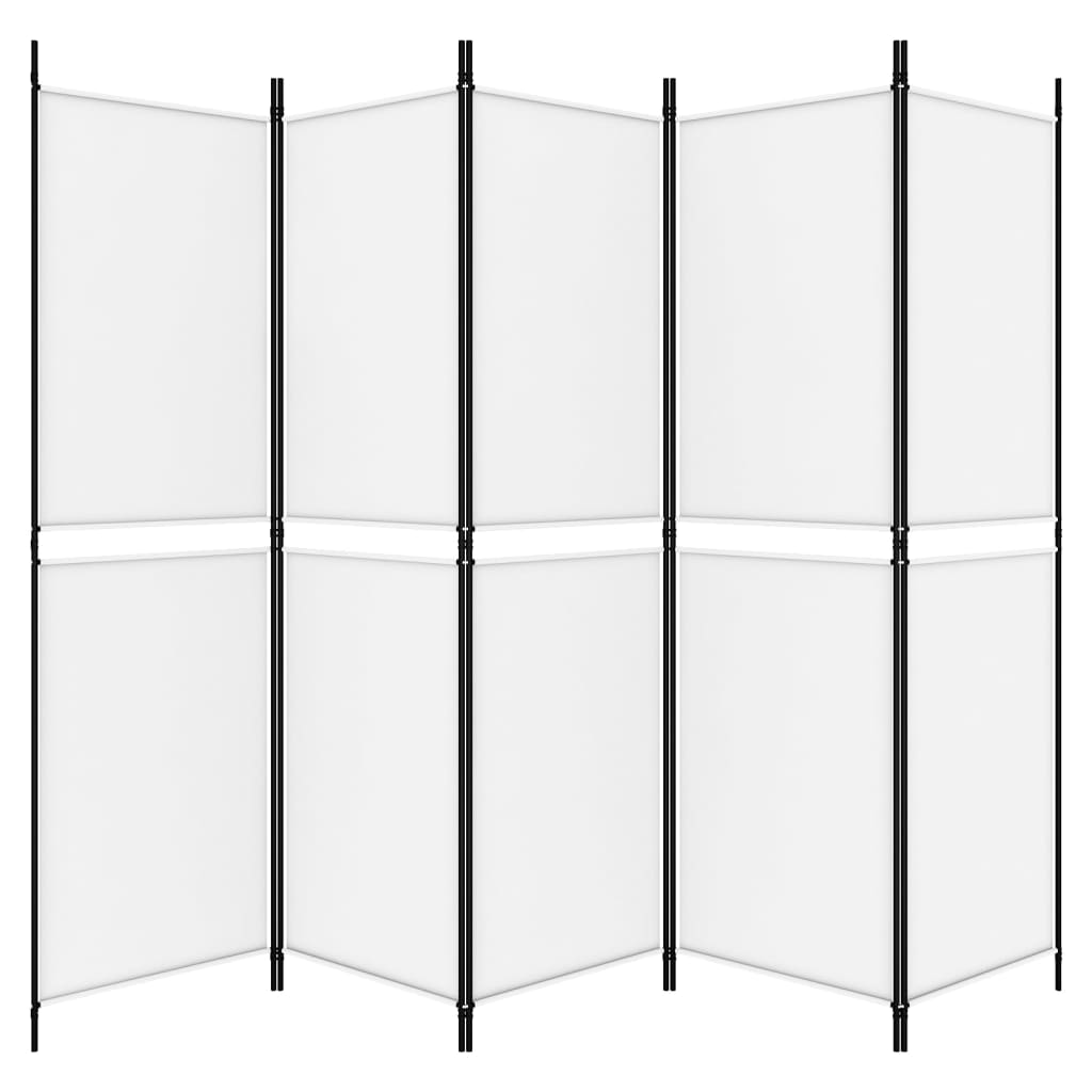 vidaXL Parawan 5-panelowy, biały, 250 x 180 cm, tkanina