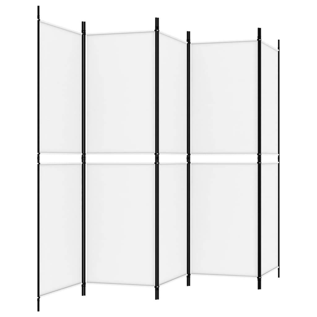 vidaXL Parawan 5-panelowy, biały, 250 x 180 cm, tkanina