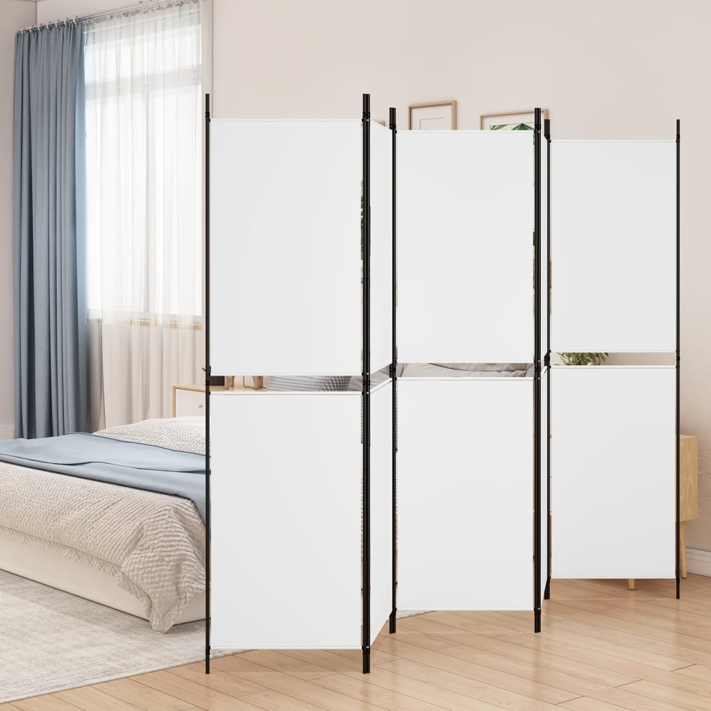 vidaXL Parawan 5-panelowy, biały, 250 x 180 cm, tkanina