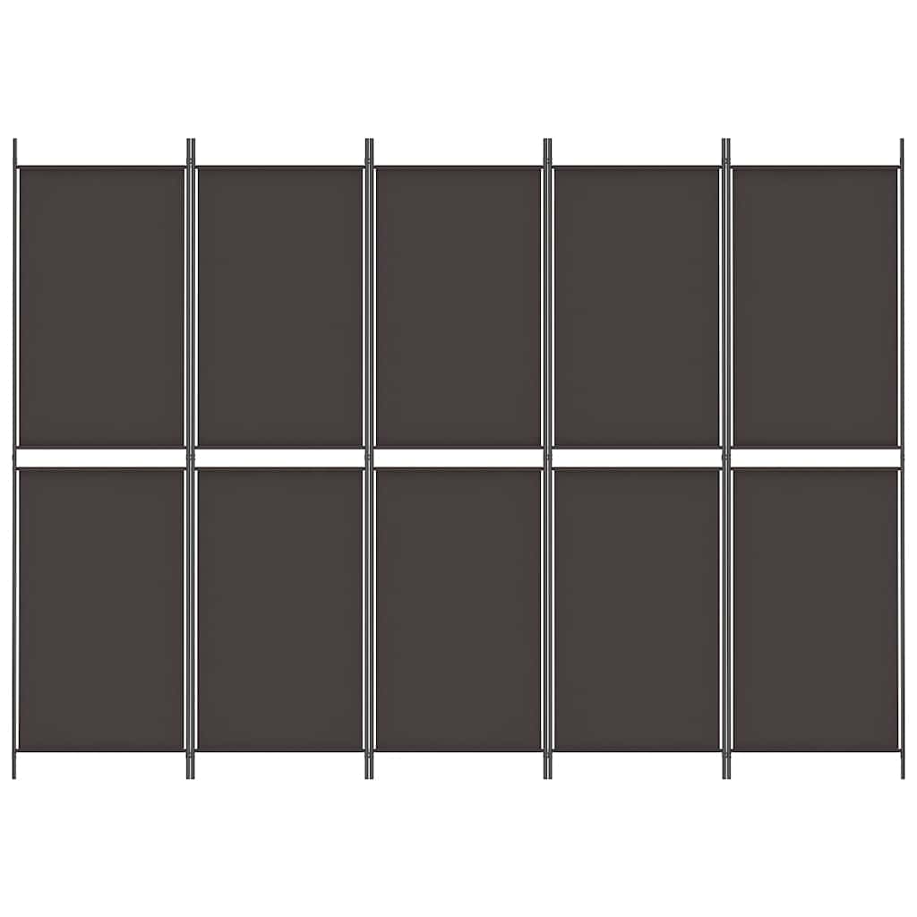 vidaXL Parawan 5-panelowy, brązowy, 250 x 180 cm, tkanina