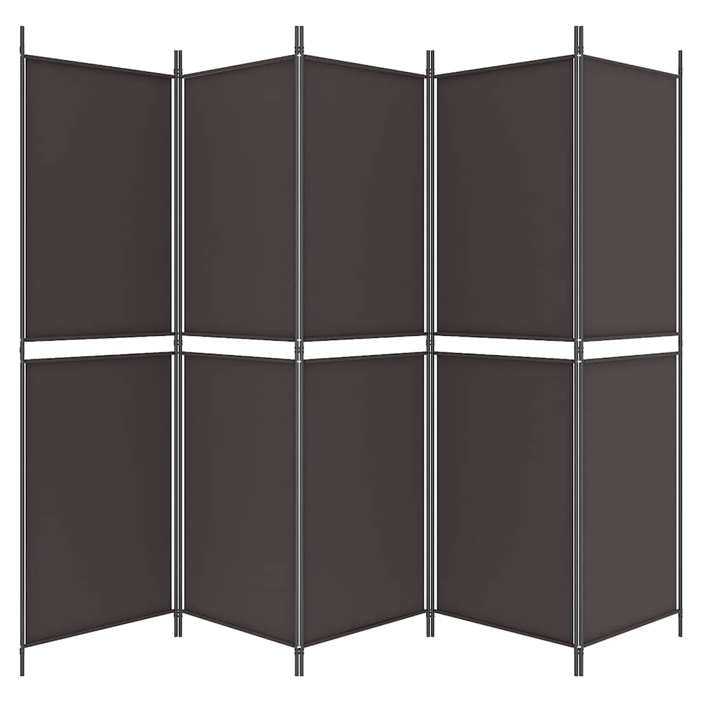 vidaXL Parawan 5-panelowy, brązowy, 250 x 180 cm, tkanina