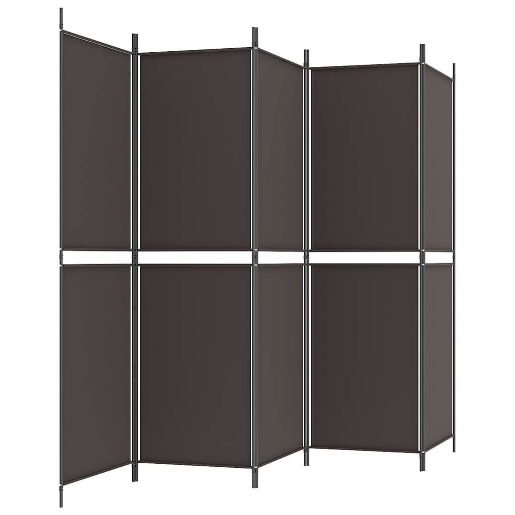 vidaXL Parawan 5-panelowy, brązowy, 250 x 180 cm, tkanina