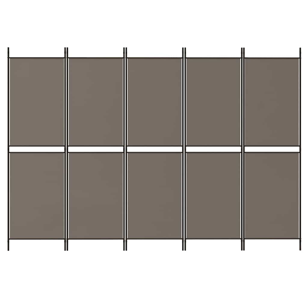 vidaXL Parawan 5-panelowy, antracytowy, 250 x 180 cm, tkanina