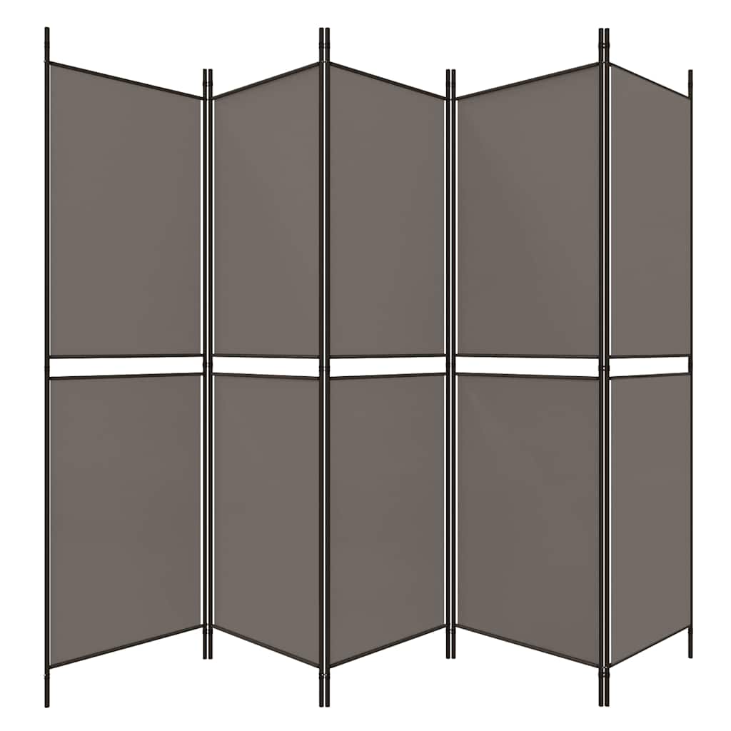 vidaXL Parawan 5-panelowy, antracytowy, 250 x 180 cm, tkanina