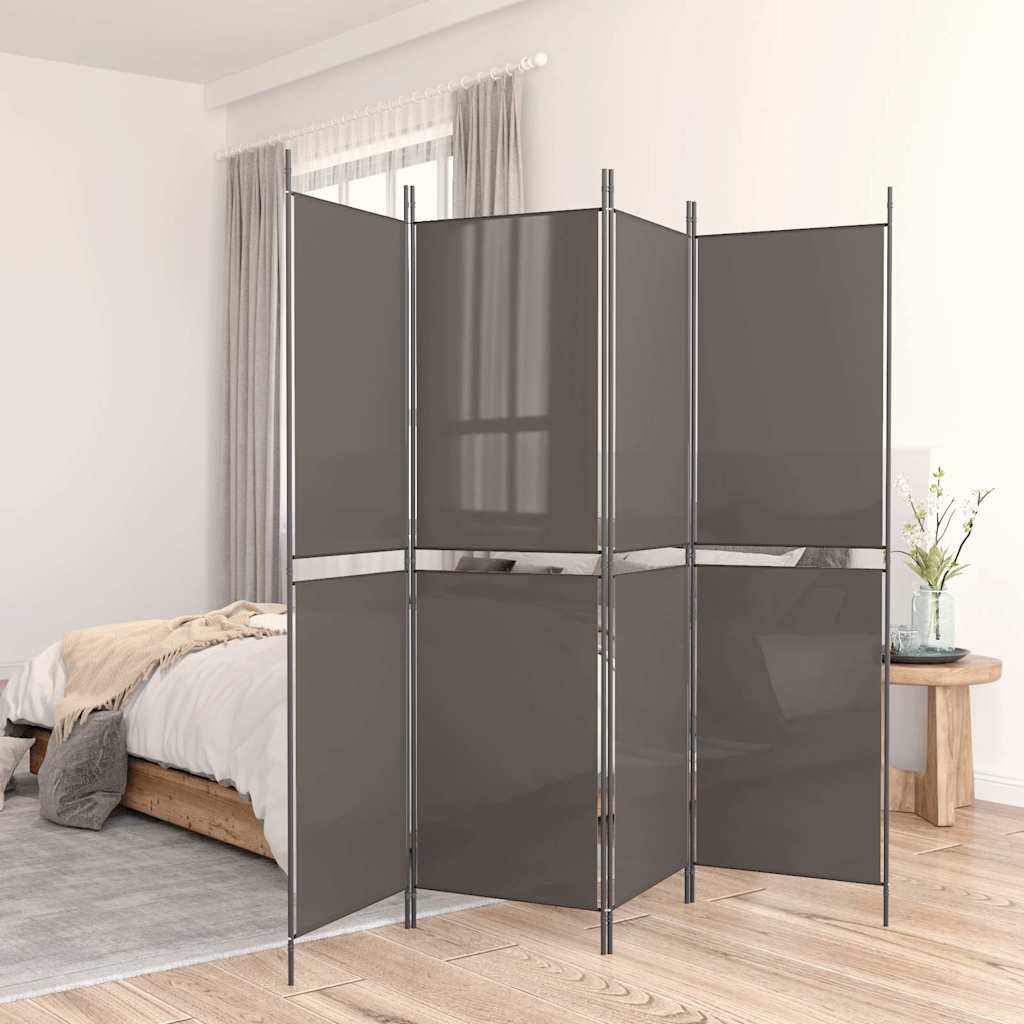 vidaXL Parawan 5-panelowy, antracytowy, 250 x 180 cm, tkanina