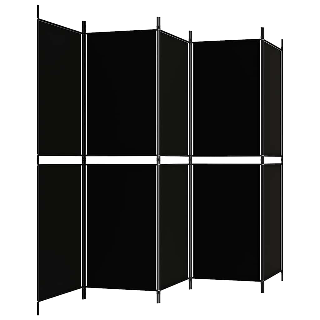 vidaXL Parawan 5-panelowy, czarny, 250 x 180 cm, tkanina