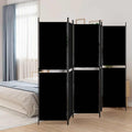 vidaXL Parawan 5-panelowy, czarny, 250 x 180 cm, tkanina