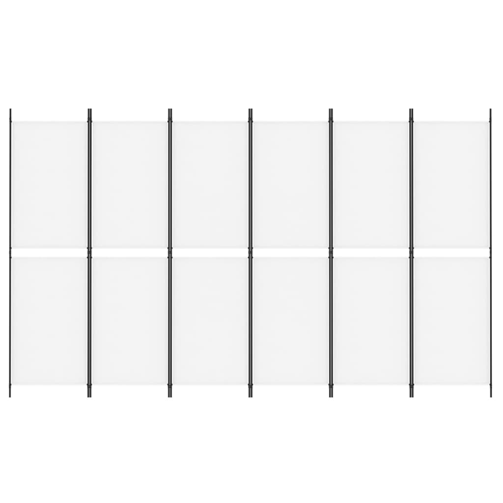 vidaXL Parawan 6-panelowy, biały, 300 x 180 cm, tkanina