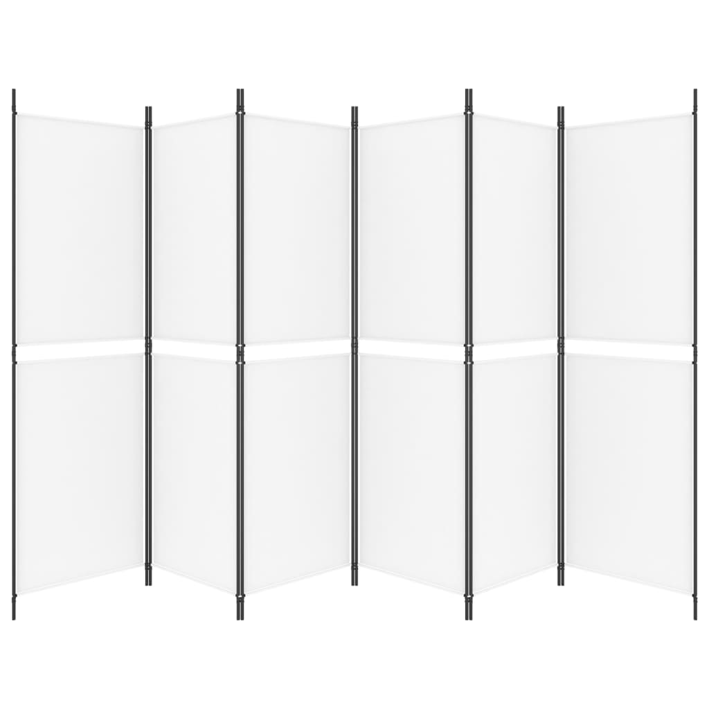 vidaXL Parawan 6-panelowy, biały, 300 x 180 cm, tkanina
