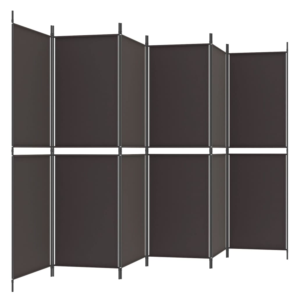 vidaXL Parawan 6-panelowy, brązowy, 300 x 180 cm, tkanina