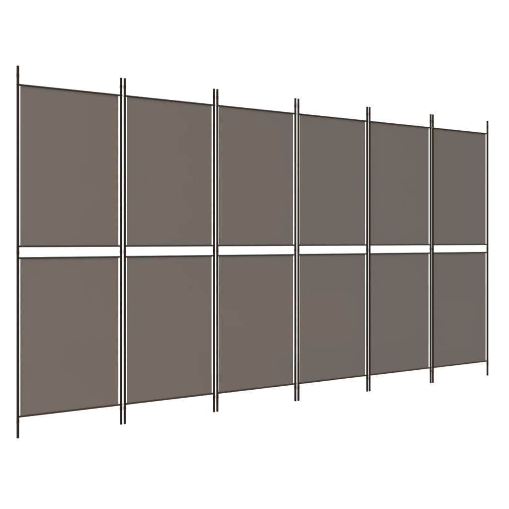 vidaXL Parawan 6-panelowy, antracytowy, 300 x 180 cm, tkanina