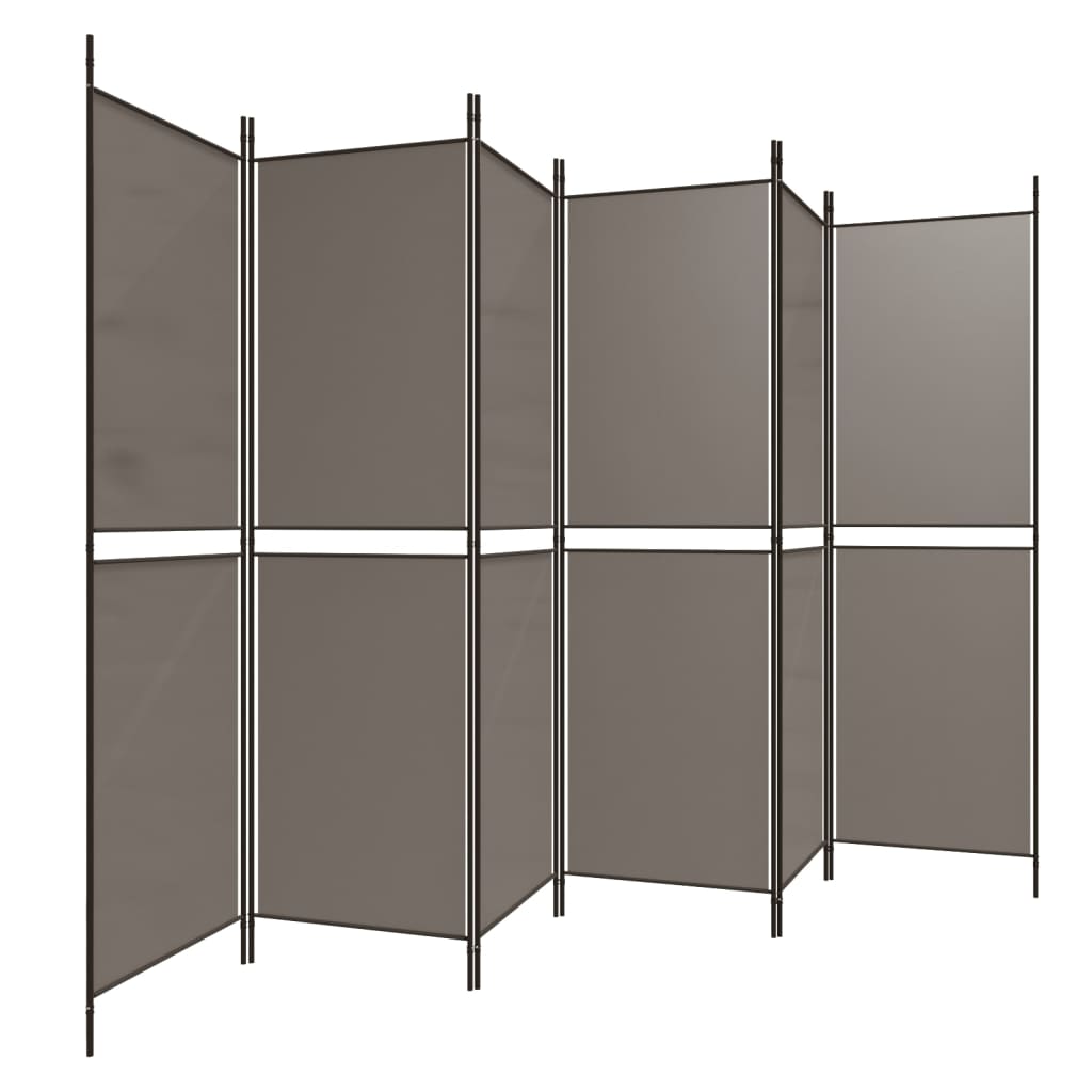 vidaXL Parawan 6-panelowy, antracytowy, 300 x 180 cm, tkanina