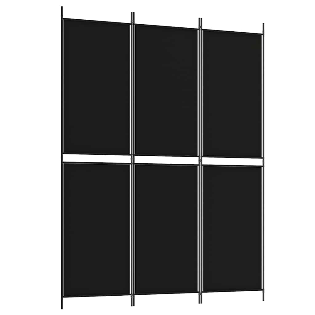 vidaXL Parawan 3-panelowy, czarny, 150x200 cm, tkanina