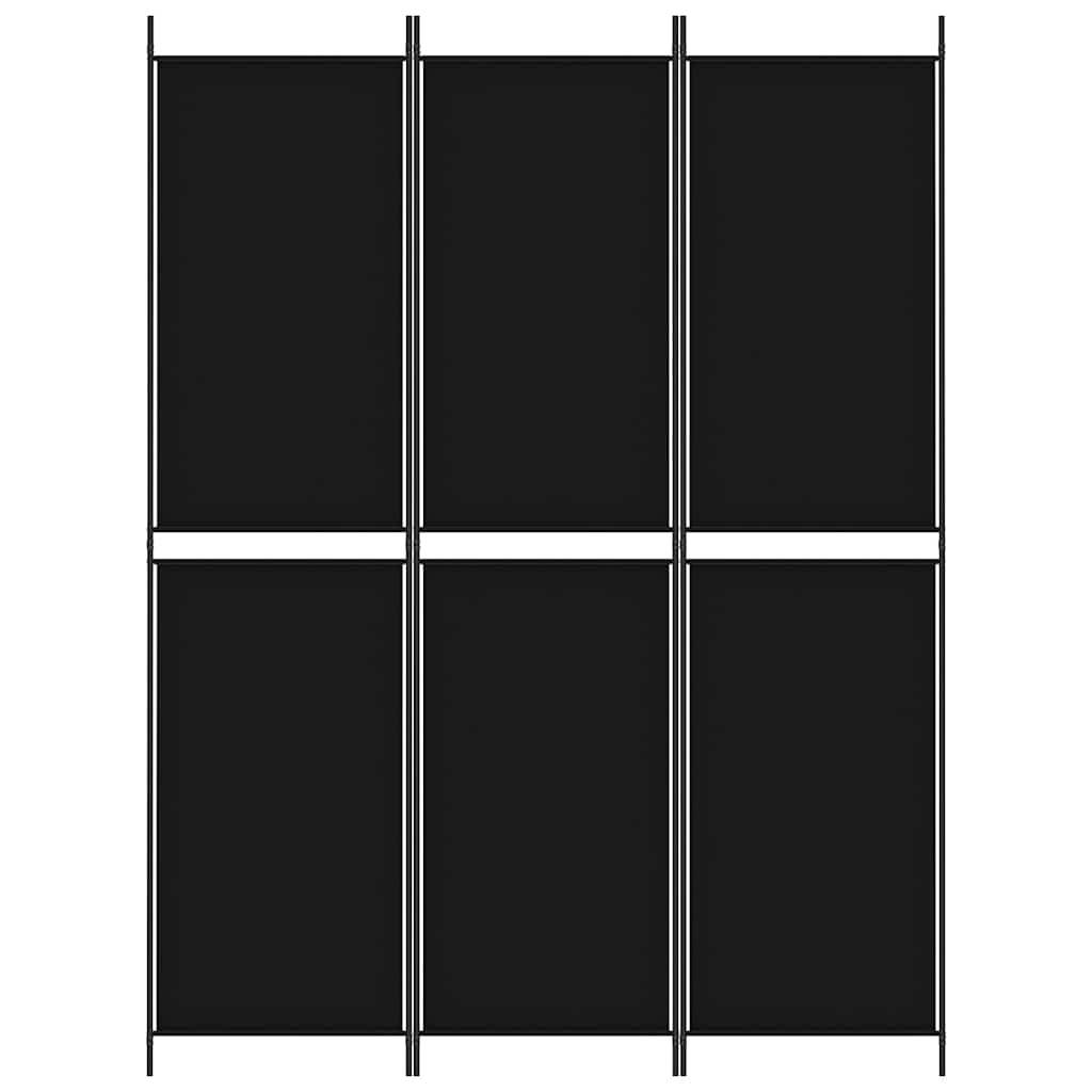 vidaXL Parawan 3-panelowy, czarny, 150x200 cm, tkanina