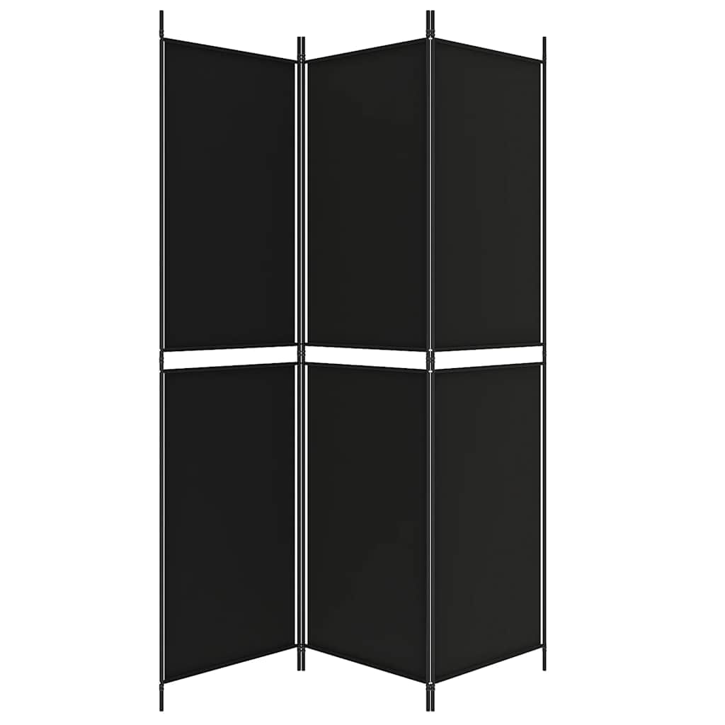 vidaXL Parawan 3-panelowy, czarny, 150x200 cm, tkanina