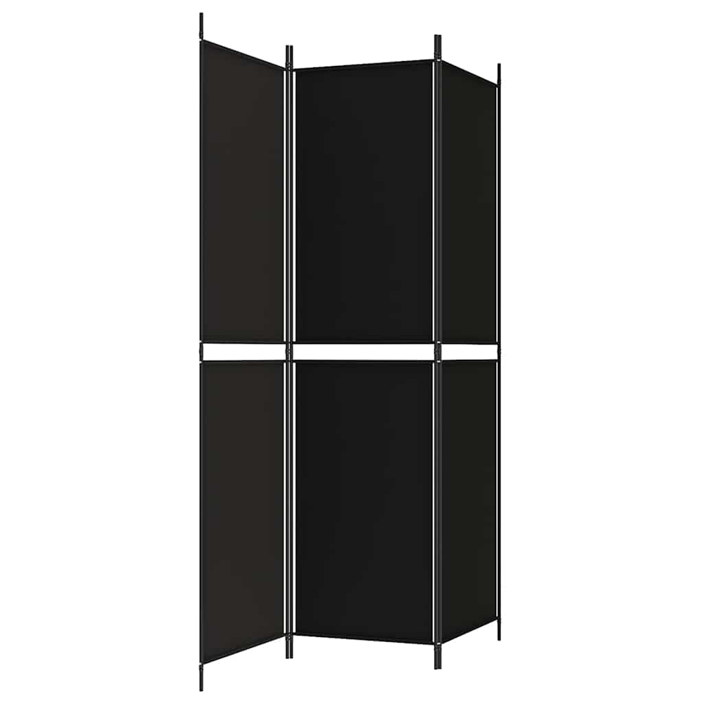 vidaXL Parawan 3-panelowy, czarny, 150x200 cm, tkanina