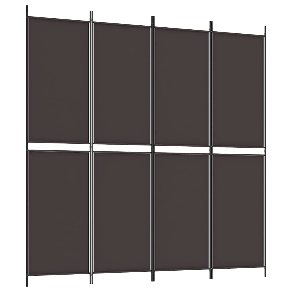 vidaXL Parawan 4-panelowy, brązowy, 200x200 cm, tkanina
