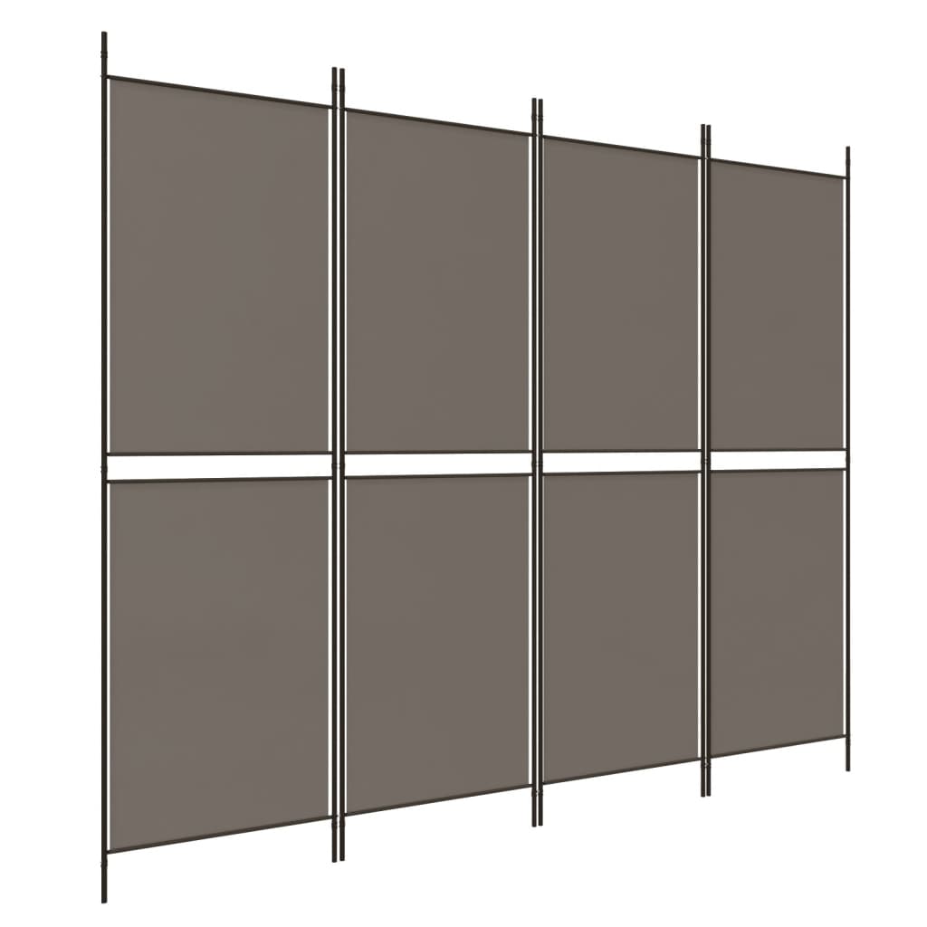 vidaXL Parawan 4-panelowy, antracytowy, 200x200 cm, tkanina