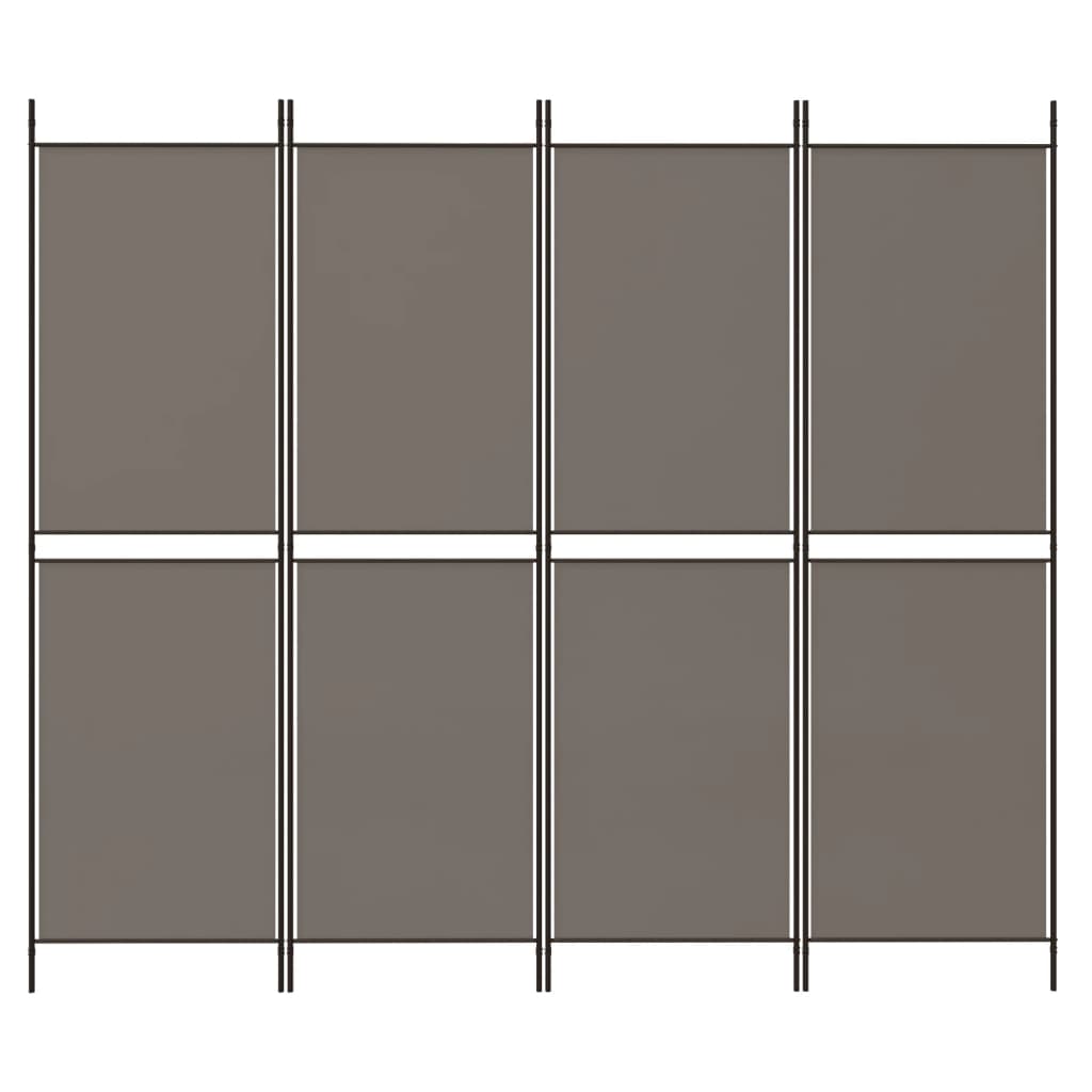 vidaXL Parawan 4-panelowy, antracytowy, 200x200 cm, tkanina