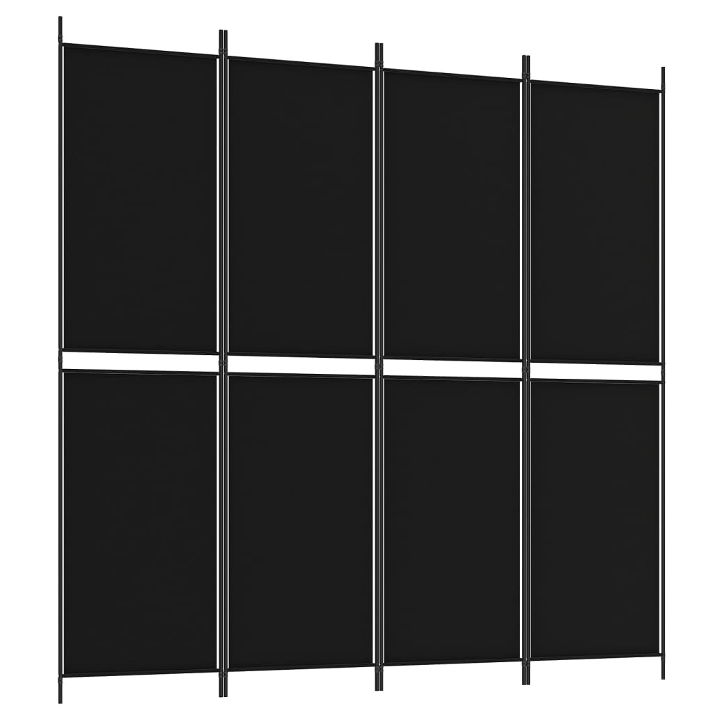 vidaXL Parawan 4-panelowy, czarny, 200x200 cm, tkanina