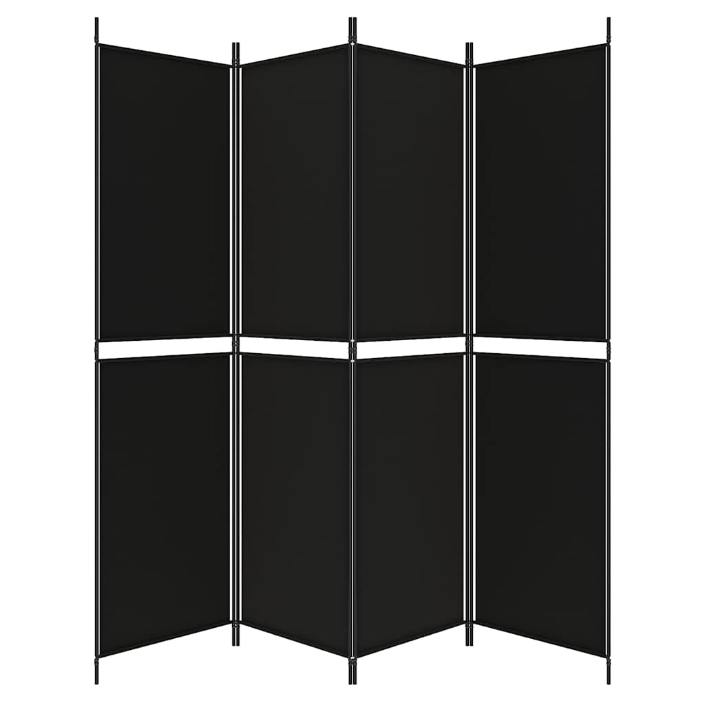 vidaXL Parawan 4-panelowy, czarny, 200x200 cm, tkanina