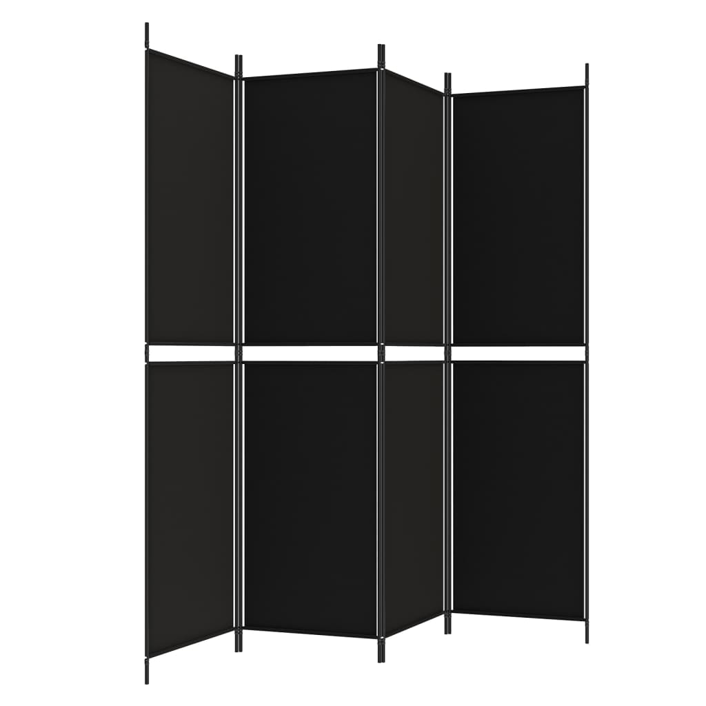 vidaXL Parawan 4-panelowy, czarny, 200x200 cm, tkanina