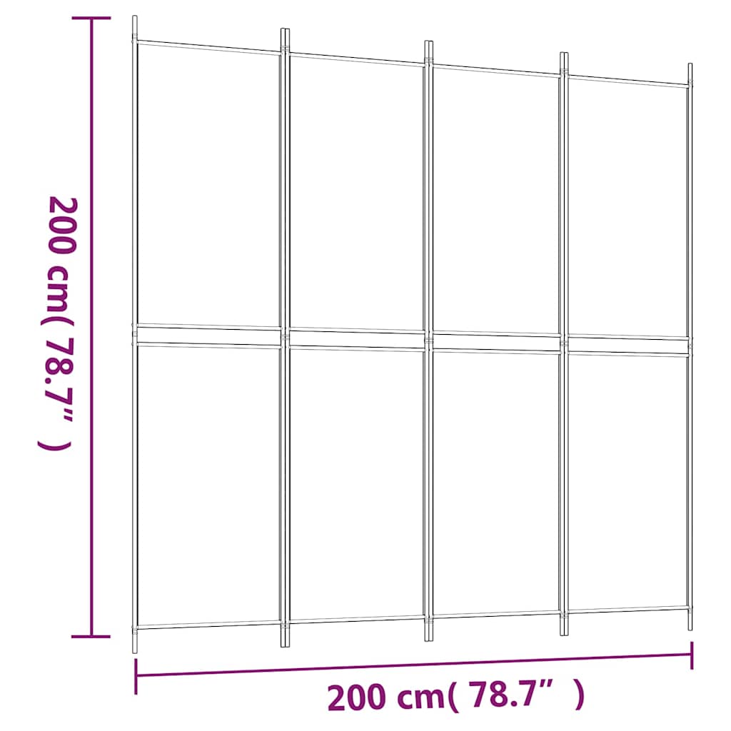 vidaXL Parawan 4-panelowy, czarny, 200x200 cm, tkanina