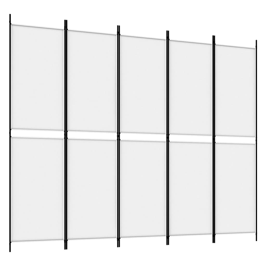 vidaXL Parawan 5-panelowy, biały, 250x200 cm, tkanina