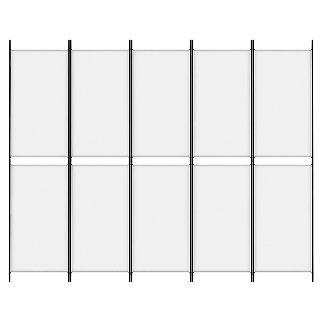 vidaXL Parawan 5-panelowy, biały, 250x200 cm, tkanina