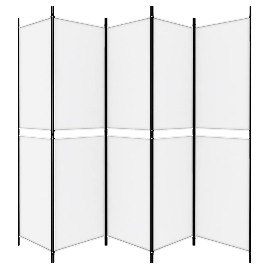 vidaXL Parawan 5-panelowy, biały, 250x200 cm, tkanina