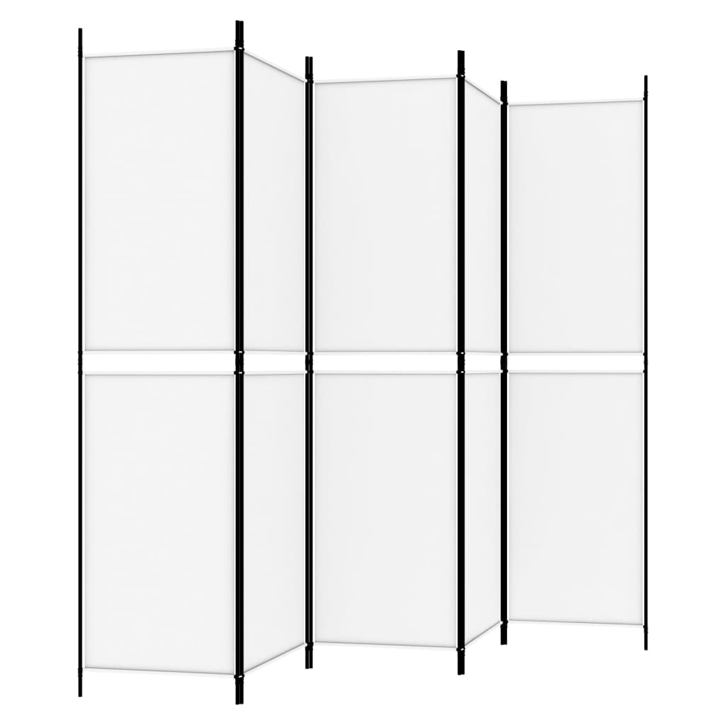 vidaXL Parawan 5-panelowy, biały, 250x200 cm, tkanina