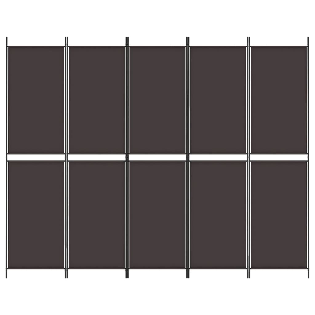 vidaXL Parawan 5-panelowy, brązowy, 250x200 cm, tkanina