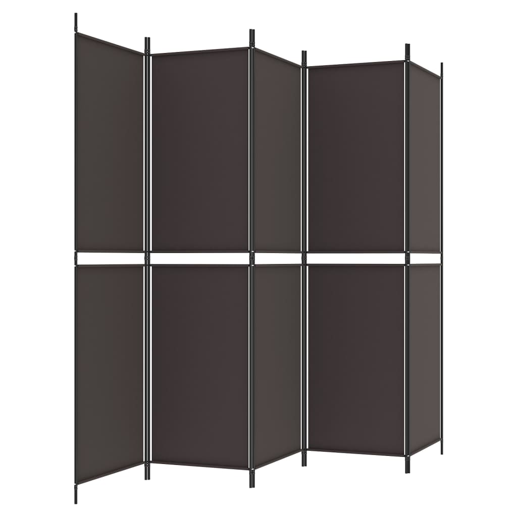 vidaXL Parawan 5-panelowy, brązowy, 250x200 cm, tkanina