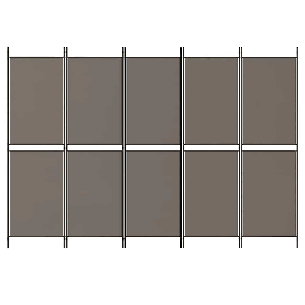 vidaXL Parawan 5-panelowy, antracytowy, 250x200 cm, tkanina