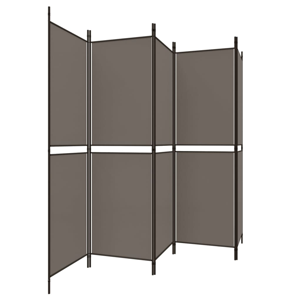 vidaXL Parawan 5-panelowy, antracytowy, 250x200 cm, tkanina