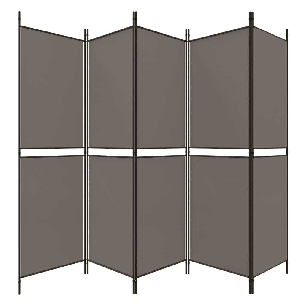 vidaXL Parawan 5-panelowy, antracytowy, 250x200 cm, tkanina