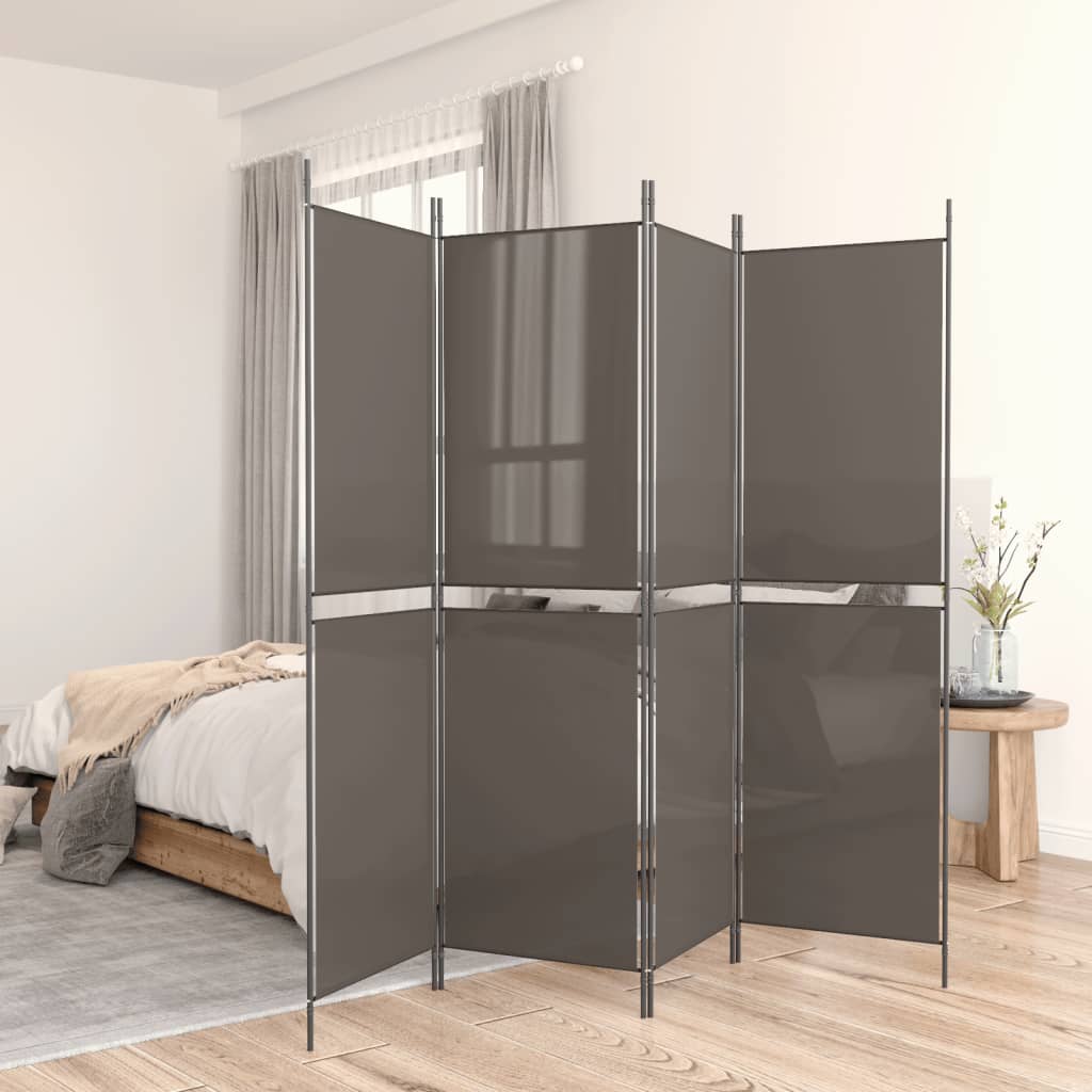 vidaXL Parawan 5-panelowy, antracytowy, 250x200 cm, tkanina
