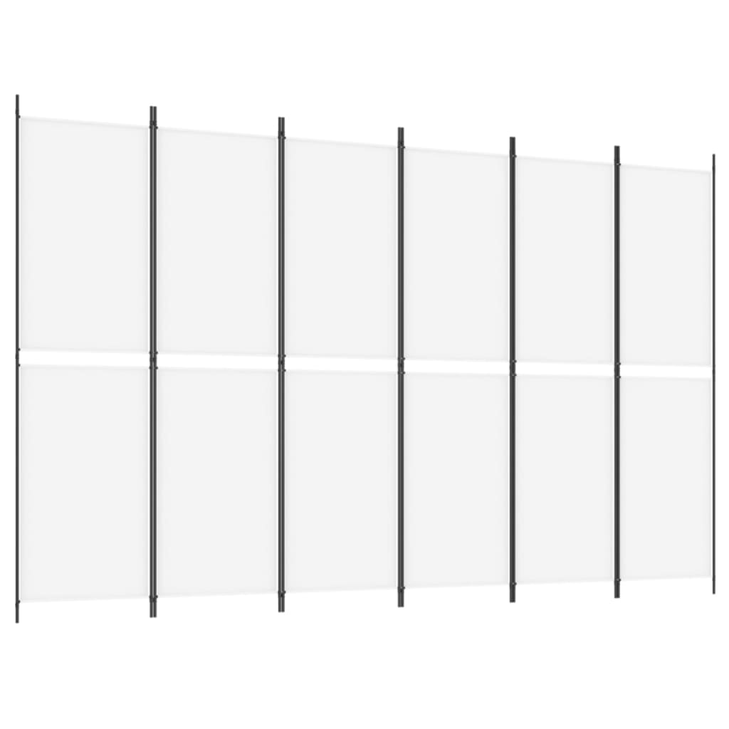 vidaXL Parawan 6-panelowy, biały, 300 x 200 cm, tkanina
