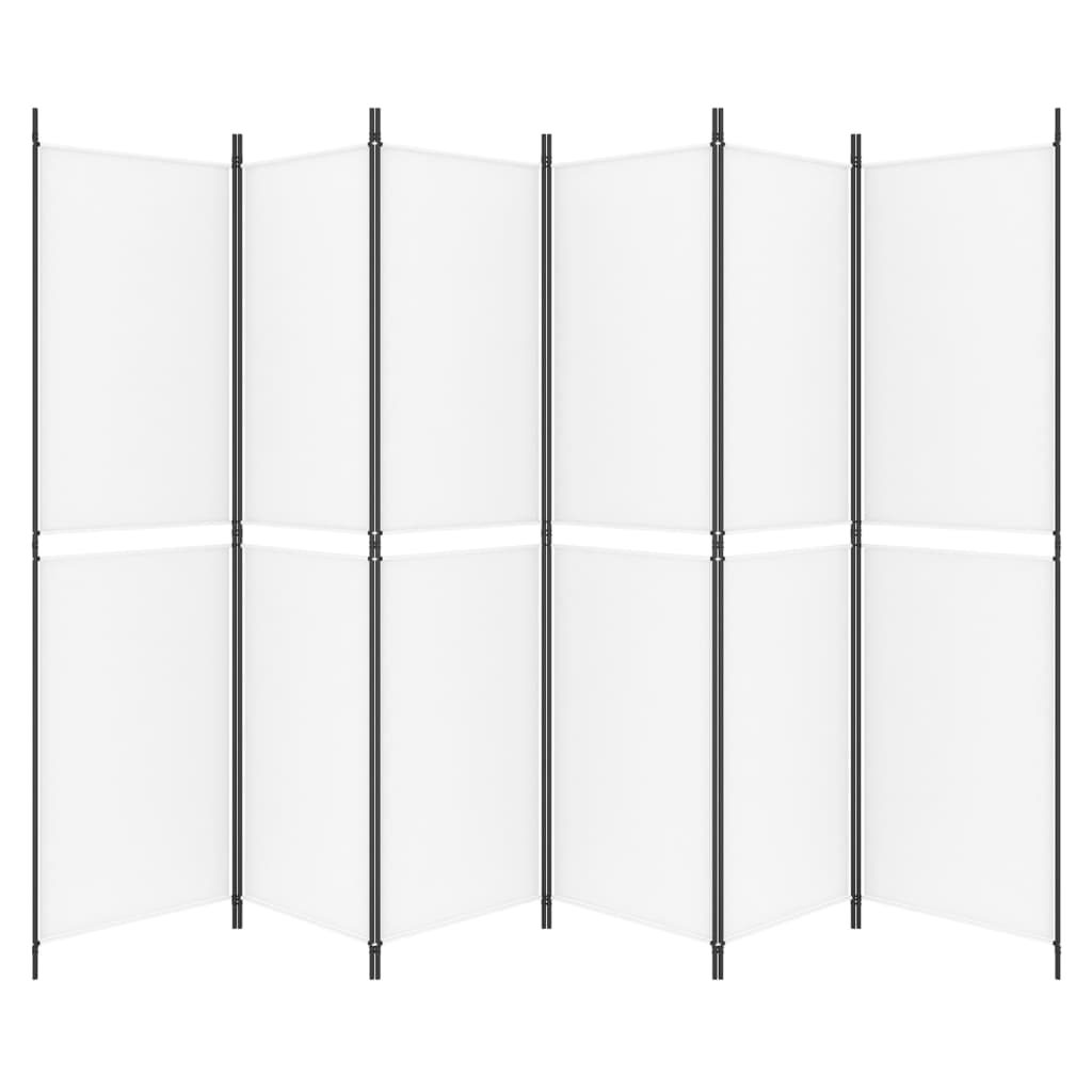 vidaXL Parawan 6-panelowy, biały, 300 x 200 cm, tkanina