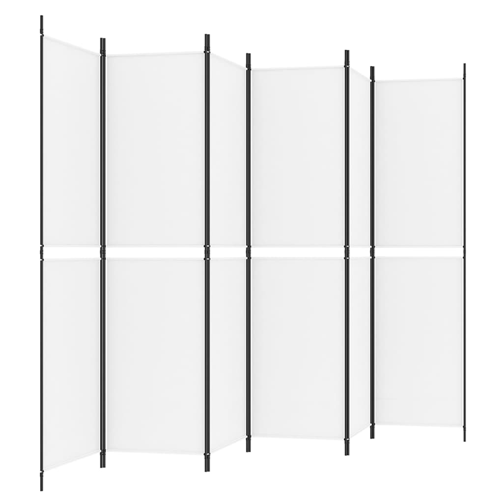 vidaXL Parawan 6-panelowy, biały, 300 x 200 cm, tkanina